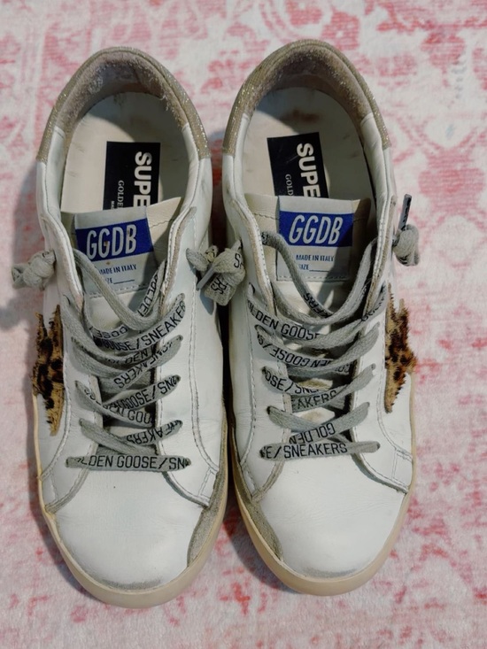 Golden Goose Shoes - Golden Goose White Leather Low-Top Sneakers with Leopard Star